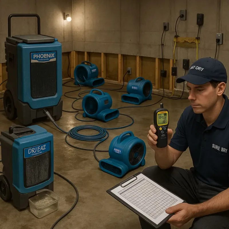 Structural Drying and Dehumidification process in Milltown, NJ